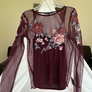 Sheer floral long sleeve top